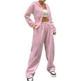 thumbnail image 1 of Timegard Womens Sets 2 Piece Sweatsuits Zip up Hooded Long Sleeve Jackets Drawstring Wide Leg Pants with Pockets Outfits, 1 of 6