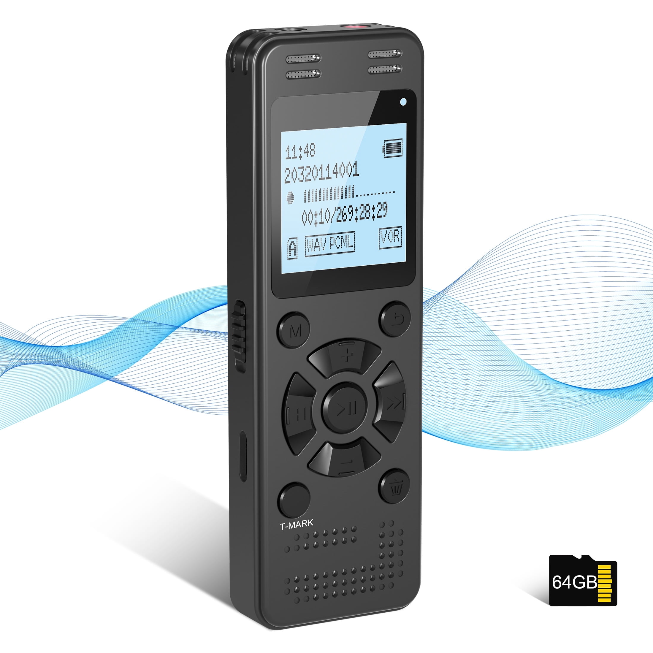 MECHEN 64GB Diktiergerät – Ein-Klick-Aufnahme Mit 1536kbps | Sprachaktivierung & Rauschunterdrückung | MP3-Player & Passwortschutz | Lange Akkulaufzeit