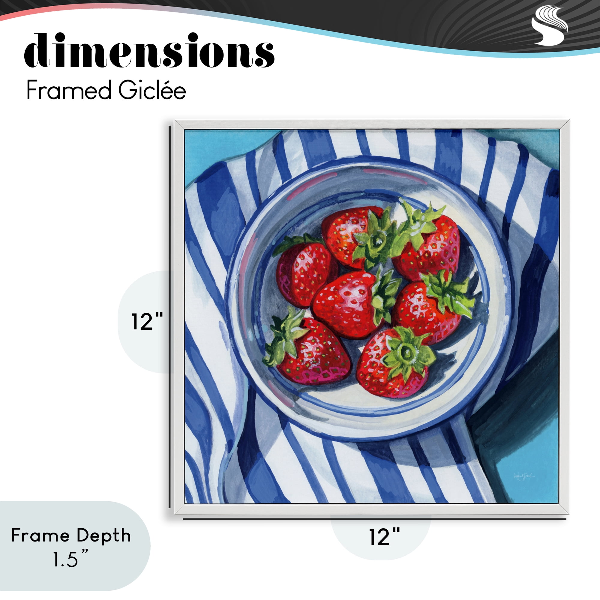 Stupell Industries Fresh Picked Kitchen Strawberries White Framed Giclee Art, design by Kate Jarvik Birch