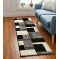 thumbnail image 6 of Well Woven Madison Shag Cubes Modern Geometric Black Thick Shag Plush 2'7" x 9'10" Runner Rug, 6 of 7