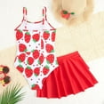 thumbnail image 5 of Utlike Girls Bathing Suit 2 Pcs Strawberry Print One-Piece Swimsuit With Solid Color Skirt Swimwear For Swimming Lessons And Beach Size 9 Years-10 Years, 5 of 7