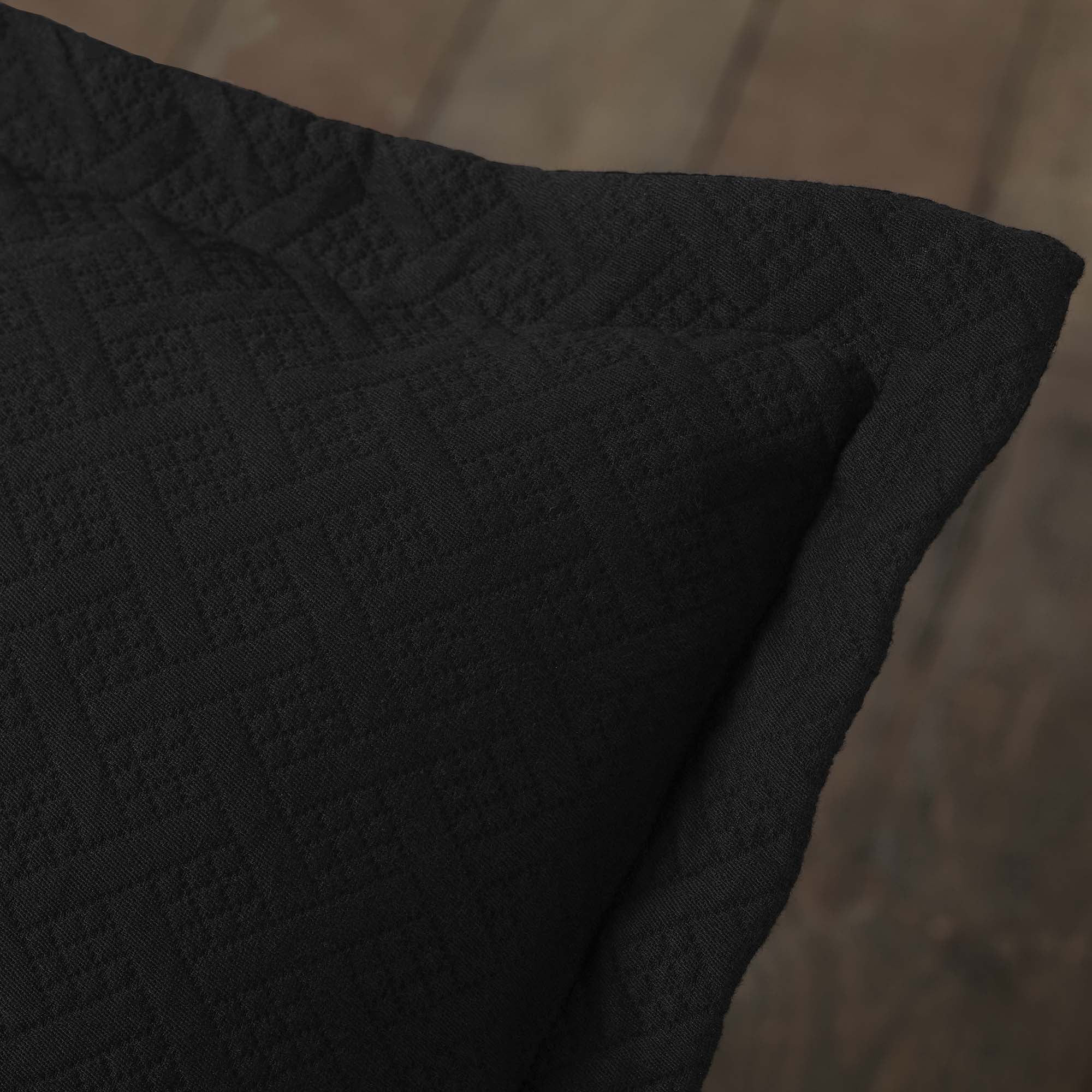 Superior Basket Weave 2 Piece Decorative Cotton Bedspread, Lightweight Bedding Set, Twin Size, Black