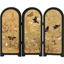 Jiibva Mini Folding Screen, 3 Panel Divider, Chinese Style Vintage Desktop Folding Screen Feng Shui Ornaments for Home Office New Year Decoration