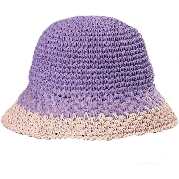 LinYooLi Women Sun Hat Cute Straw Hat Woven Bucket Hat Beach Hat Straw Fishing Hat Packable Cap Summer Vacation Accessories