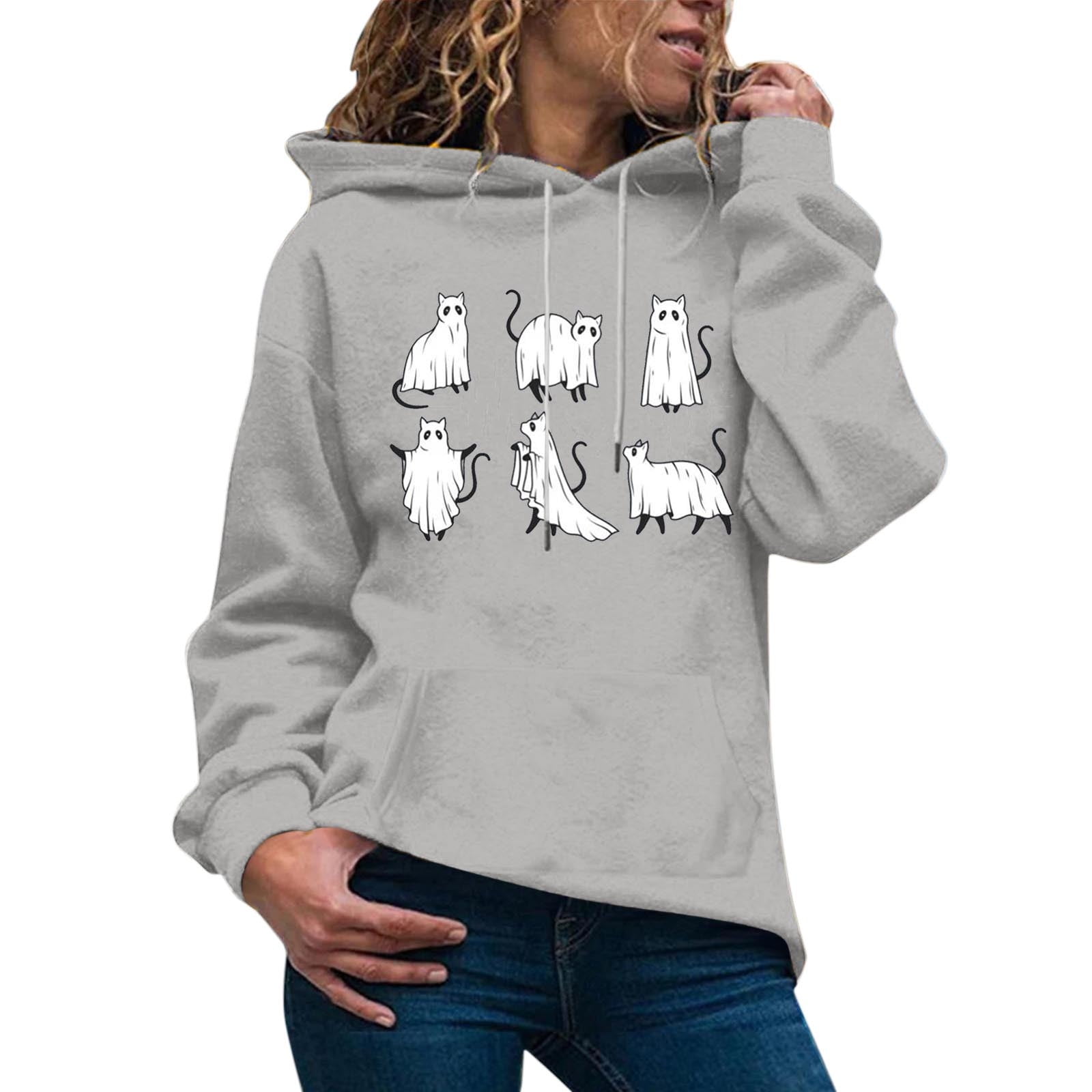 Bkolouuoe Sweatshirt For Women Hoodies Trendy Graphic Print Drawstring  Pullover Hooded Casual Tops Fall Loose Long Sleeve Blouse With Sweat Hats  for Ladies Designer Sweatshirts with Pockets - Walmart.com
