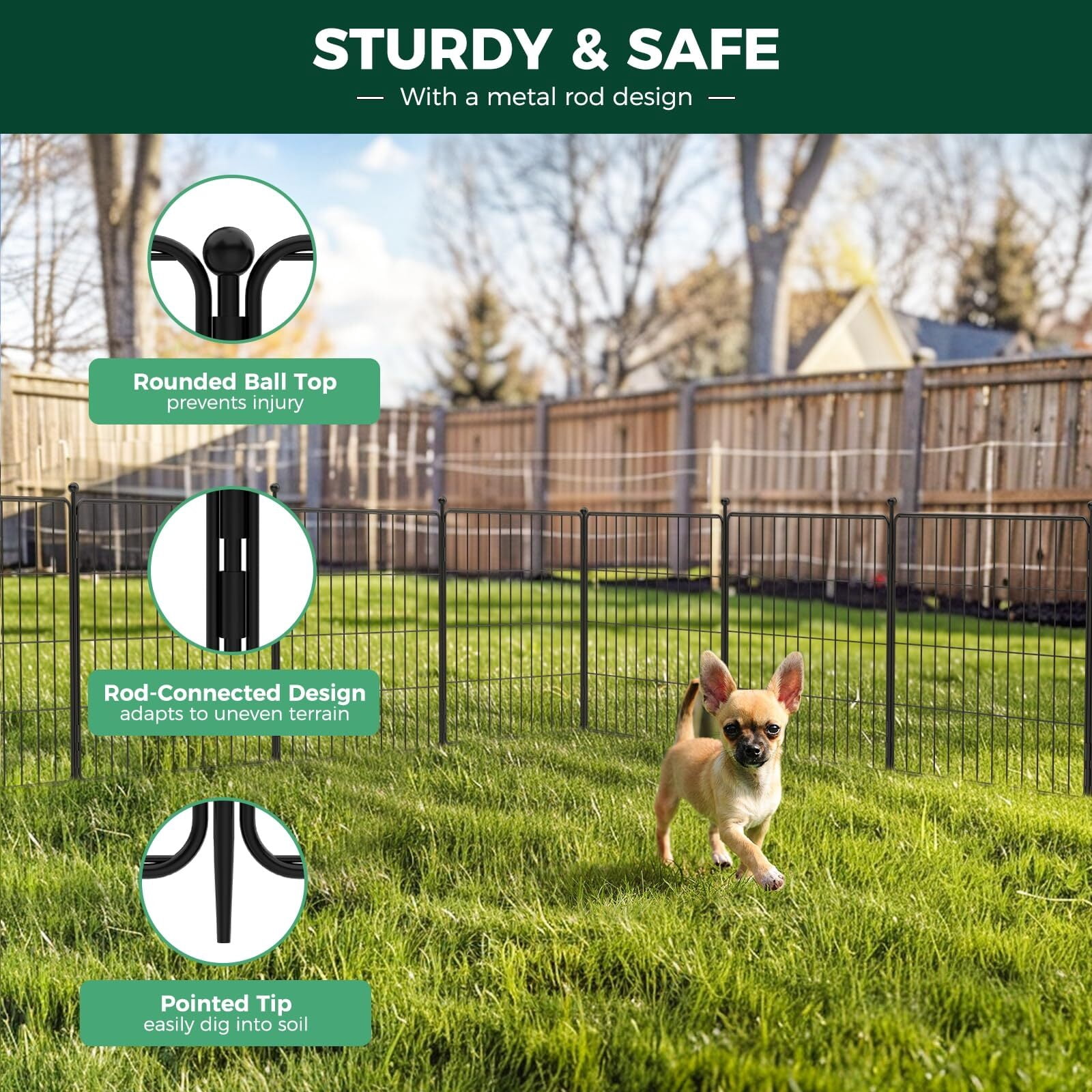 FXW MiniPaws Unleashed Dog Playpen, Expandable & Portable Design for Yard, RV Camping and Indoor Use, for Puppies and Small Dogs, 20-inch 8 Panels