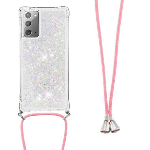 Funda FOXDOCK para Samsung Galaxy Note 20 con Cuerda Ajustable, Brillo Líquido, Protección Antigolpes y Lente – Ideal para Regalo