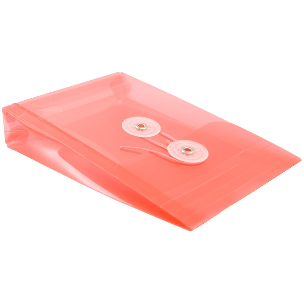 JAM Paper Plastic Envelopes with Button & String Tie Closure, 4 1/4 x 6 1/4, Red, 3/Pack