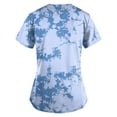 thumbnail image 3 of YDKZYMD Scrub Tops for Women Jogger Tie Dye Workwear Jogger Graphic Scrub Tops V Neck Short Sleeve Petite Scrubs Nurse Uniform Plus Size with Pockets Scrub Shirt Blue XL, 3 of 3