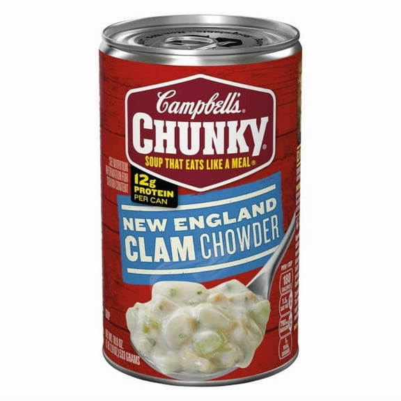 Campbell's Chunky New England Clam Chowder Soup, 18.8 oz Can - Pack of 2
