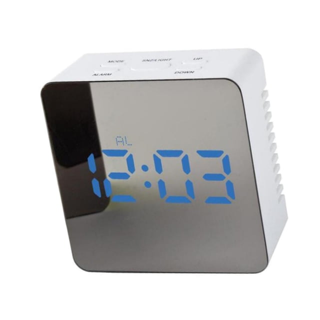 Reloj Despertador Multifunción Relojes Digitales LED - Temperatura / Modo de lámpara / Snooze / Espejo de Maquillaje - Plaza, azul Plaza luz LED azul perfecl LED Despertador Digital de Viaje