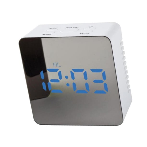 Reloj Despertador Multifunción Relojes Digitales LED - Temperatura / Modo de lámpara / Snooze / Espejo de Maquillaje - Plaza, azul Plaza luz LED azul Colco LED Despertador Digital de Viaje