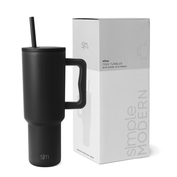 Simple Modern 40 fl oz Insulated Stainless Steel Trek Tumbler with Straw Lid | Midnight Black