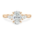 thumbnail image 2 of ESTE ORIGIN 2.5ct Oval Moissanite Three-Stone Engagement Ring with Pear-Shaped Side Stones in 10K Rose Gold for Women – Available in US 8.5., 2 of 7