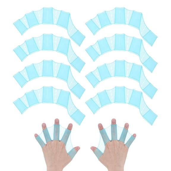 Uxcell 4 Pair Silicone Swimming Gloves Webbed Half-Finger Frog Type Large Gloves Blue