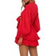 thumbnail image 3 of Vestido de manga larga para mujer Escote en V profundo Color liso Vestido de primavera y verano Cintura alta S-3XL Mini vestido de talla grande SAYOO moda, 3 of 6