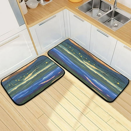 

Comfortable Scenery Pattern 2 Piece Non Slip Kitchen Mat Set with Soft Memory Foam Padding