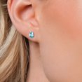 thumbnail image 3 of Gem Stone King 14K Yellow Gold Blue Zircon Stud Basket Setting Earrings for Women Men (2.40 Cttw, Gemstone December Birthstone, Oval 7X5MM), 3 of 6