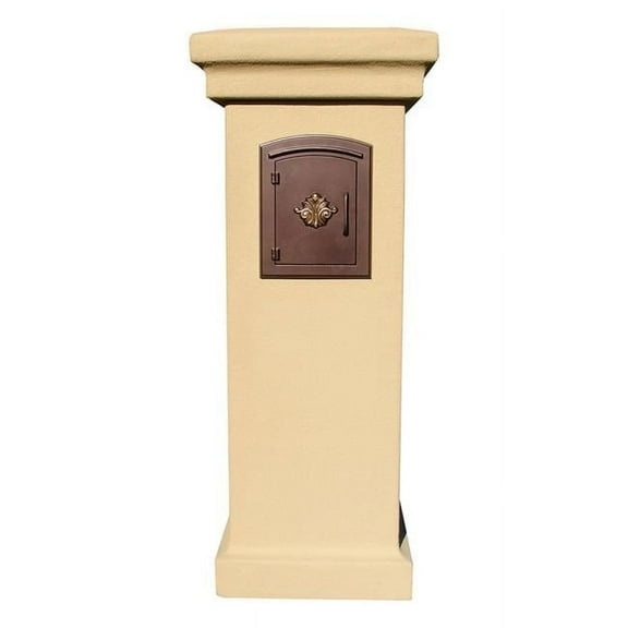 Manchester NON-LOCKING Stucco Column Mailbox in Tan Color