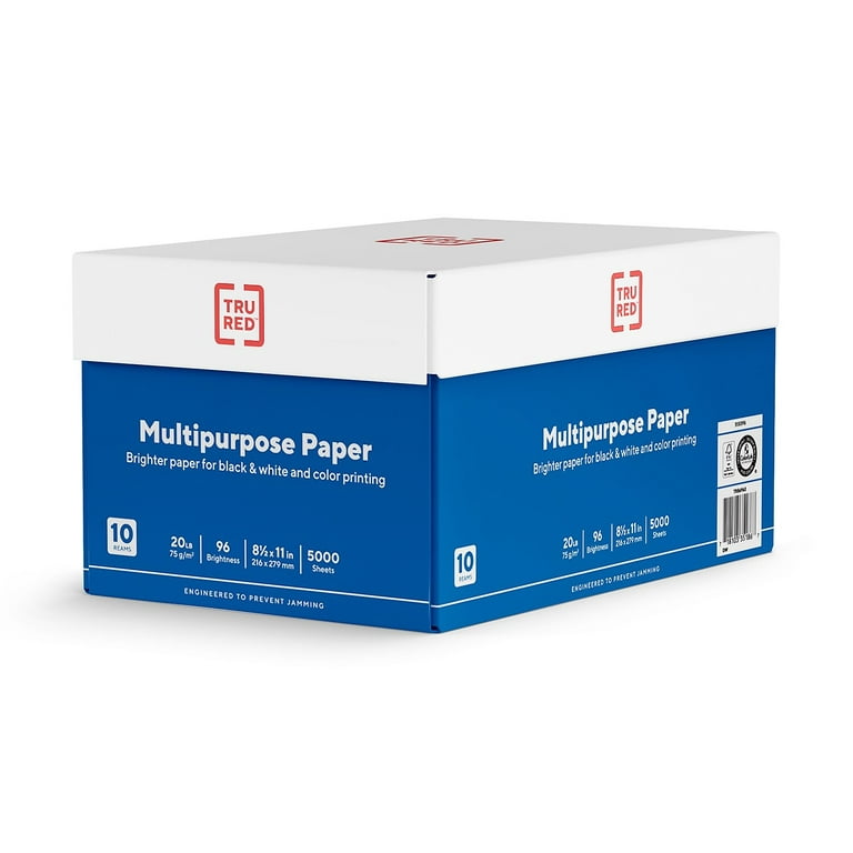 Staples stpales500copy Multipurpose Inkjet & Laser Paper, 8.5 x 11 inch, 5000 Sheets/Case Carton