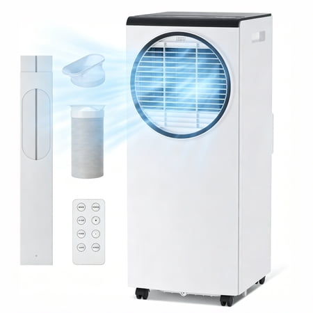 Aprafie 8,000 BTU Portable Air Conditioner with Remote, 3-in-1 Cooling, Dehumidifying & Fan, Cools up to 350 Sq.ft, 115V, White