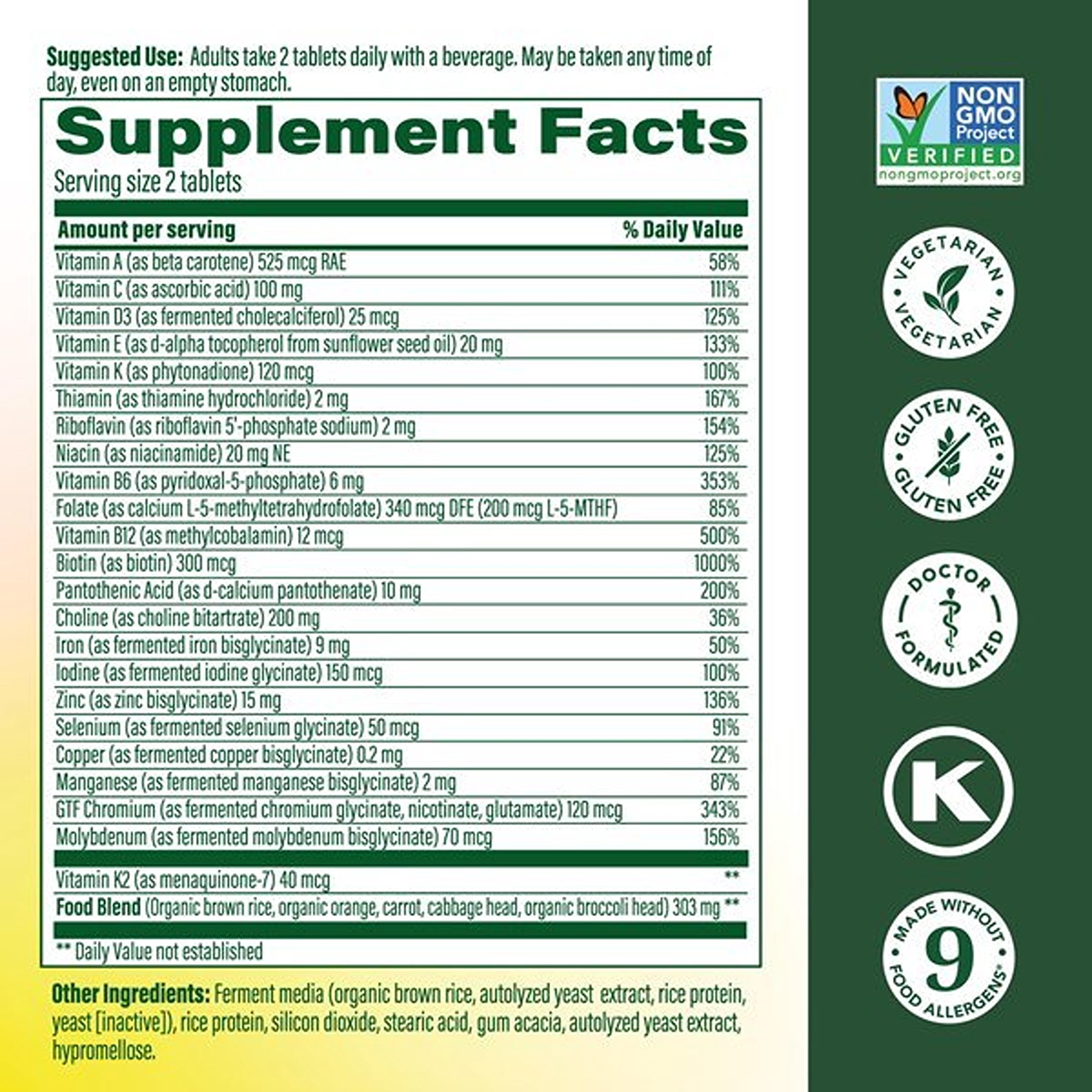 MegaFood Women's 40+ Advanced Multivitamin - Vitamins B, D3, K2 & Choline - 60 Servings