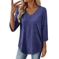 thumbnail image 6 of Kezqiaxn 3/4 Length Sleeve Womens Tops Fall V-Neck Loose Casual Shirts Business Dressy Work Blouses Fashion Clothing, 6 of 7