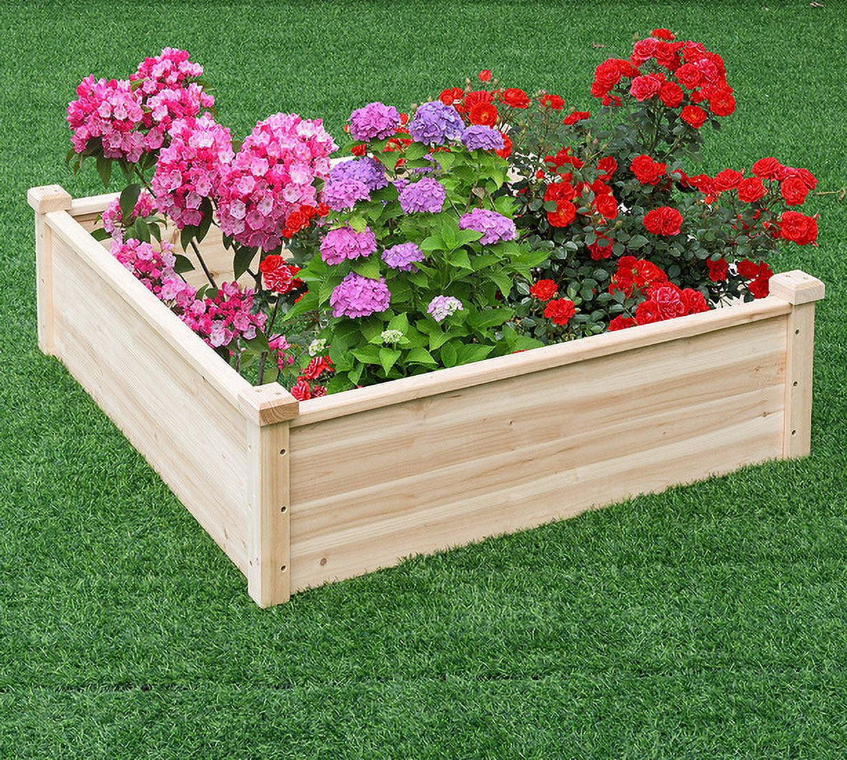 Gymax Wooden Garden Bed Vegetable Flower Raised Square Planter Kit Outdoor Garden