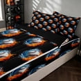 thumbnail image 2 of Manfei Sport Zipper Twin Comforter Sets with Fitted Sheet and 2 Pillowcases, Baseball Gamer Zipper Bedding Set, Black Orange Bright Blue, 2 of 7