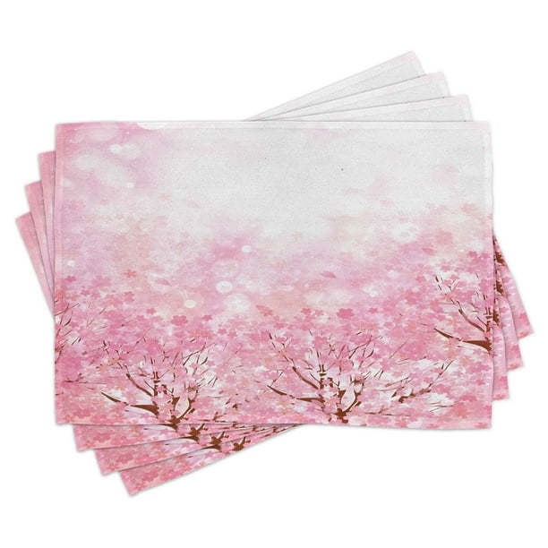 Light Pink Placemats Set of 4 Japanese Cherry Blossom Sakura Tree with