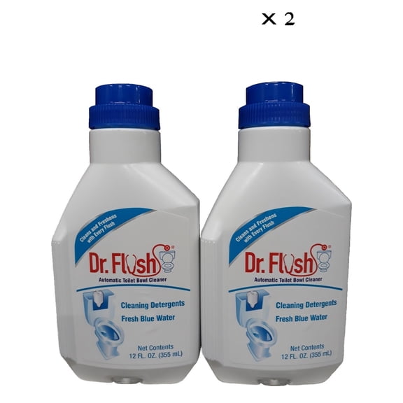 Dr. Flush Automatic Toilet Bowl Liquid Cleaner, Fresh Blue Water | Powerful Cleaning Detergents | Cleans and Freshens with Every Flush - 12 Oz. Bottle (Pack of 2)