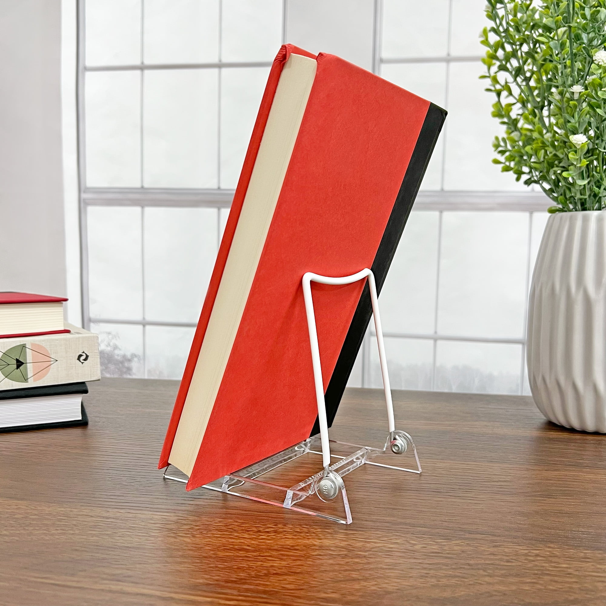 Gibson Holders 3PL Adjustable White Wire and Clear Acrylic Display Easel, 3.875" W x 5.375" D x 5.25" H, Pack of 12