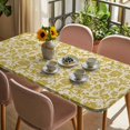 thumbnail image 3 of Yelllow Floral Table Cloths for 3 Foot Rectangle Tables, Vintage Rustic Plants Flowers Spring Patio Waterproof Elastic Fitted Tablecloths, Washable Rectangular Table Cover for Camping, 3 of 8