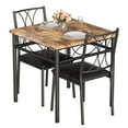 thumbnail image 1 of Dining Table Set for 2, Kitchen Table with 2 Upholstered Chairs, Wood 3-Piece Kitchen Dining Room Table Set for Apartment, Small Space, Space Saving, Retro Brown, 1 of 9