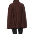 thumbnail image 4 of Winter Soft Fleece Button Cape Poncho Coat with Pockets - BROWN, 4 of 4