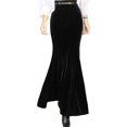 thumbnail image 2 of Falda larga de sirena de terciopelo de cintura alta para mujer, para fiesta de noche Negro - G Negro - G Xishao ropa, 2 of 2