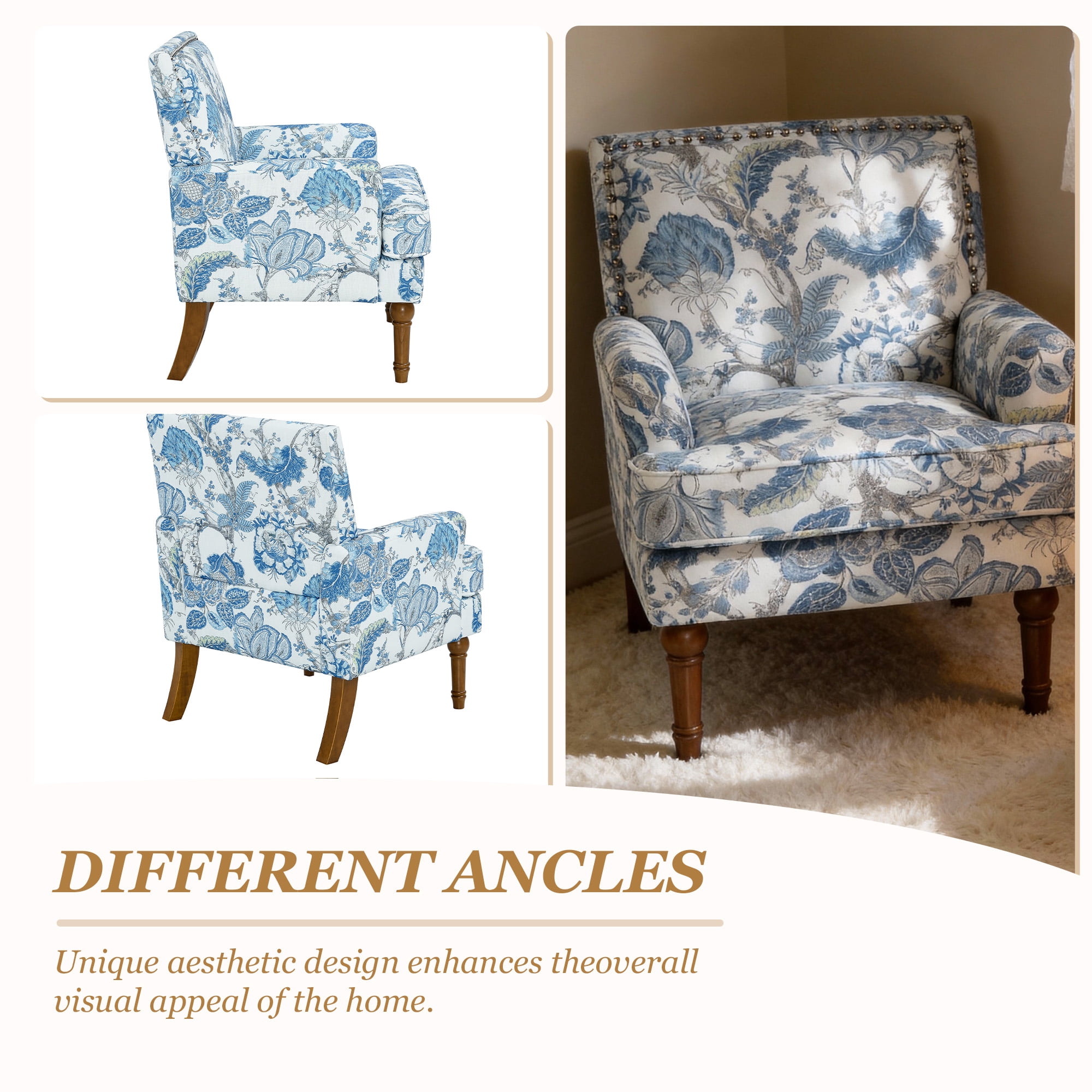 MOONMISS Accent Chair for Living Room,Blue