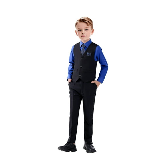 Boy's 5-Piece Suit, Boys' Formal Suit Set with Vest Pants and Tie, Boys Formal Dresswear Vest Set, Toddler Boy Vest Set