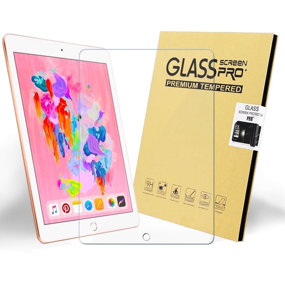 KIQ iPad 9.7 Screen Protector, Scratch-Resistant Clear 9H Tempered Glass For Apple iPad 9.7-inch 6th Generation (2018) 9.7 inch 5th Gen (2017)