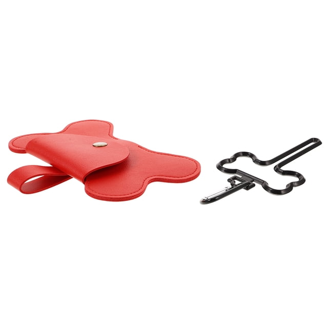 OULII Fournitures de Nettoyage pour Animaux Sac Distributeur Rouge PU pour Marcher Animal 1Pcs