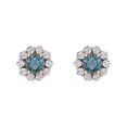 thumbnail image 3 of 1/3 Carat Blue Diamond and White Diamond Cluster Stud Earrings in 10K Rose Gold, 3 of 4