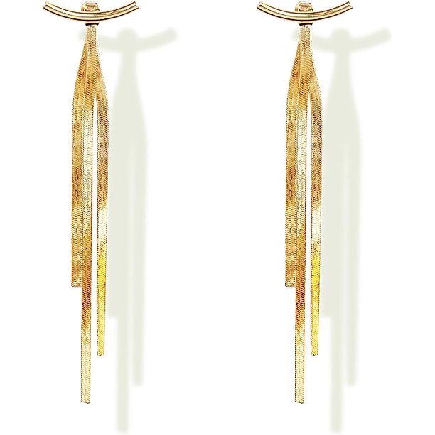 Pendientes con borlas de plata de ley 925, pendientes geométricos con barra de arco brillante y rosca larga para mujeres, regalos para niñas, regalos para San Valentín, cumpleaños, aniversario, día de