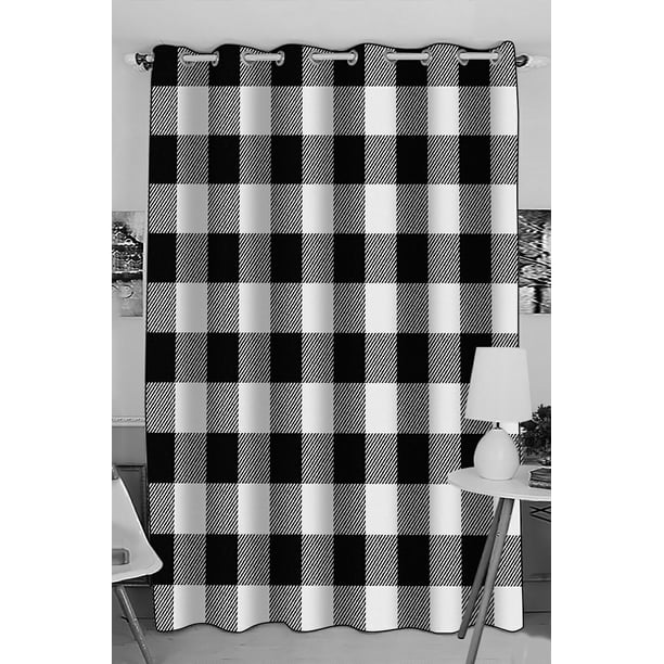 ABPHQTO White Buffalo Plaid Grommet Blackout Curtain Room Darkening