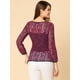 thumbnail image 5 of Blusas Tops Peplum De Encaje Semitransparente De ManLarCon CintuAnudaPaMujer PúrpuXS, 5 of 6