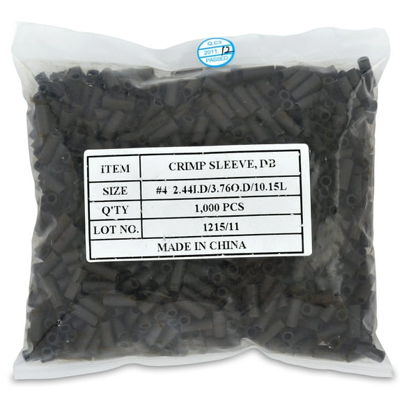 Wire & Cable Specialties Crimp Sleeves for Surflon System, Fits Surflon Wire Sizes 4, Black, 1000 pc, (PCS-4B-1000)