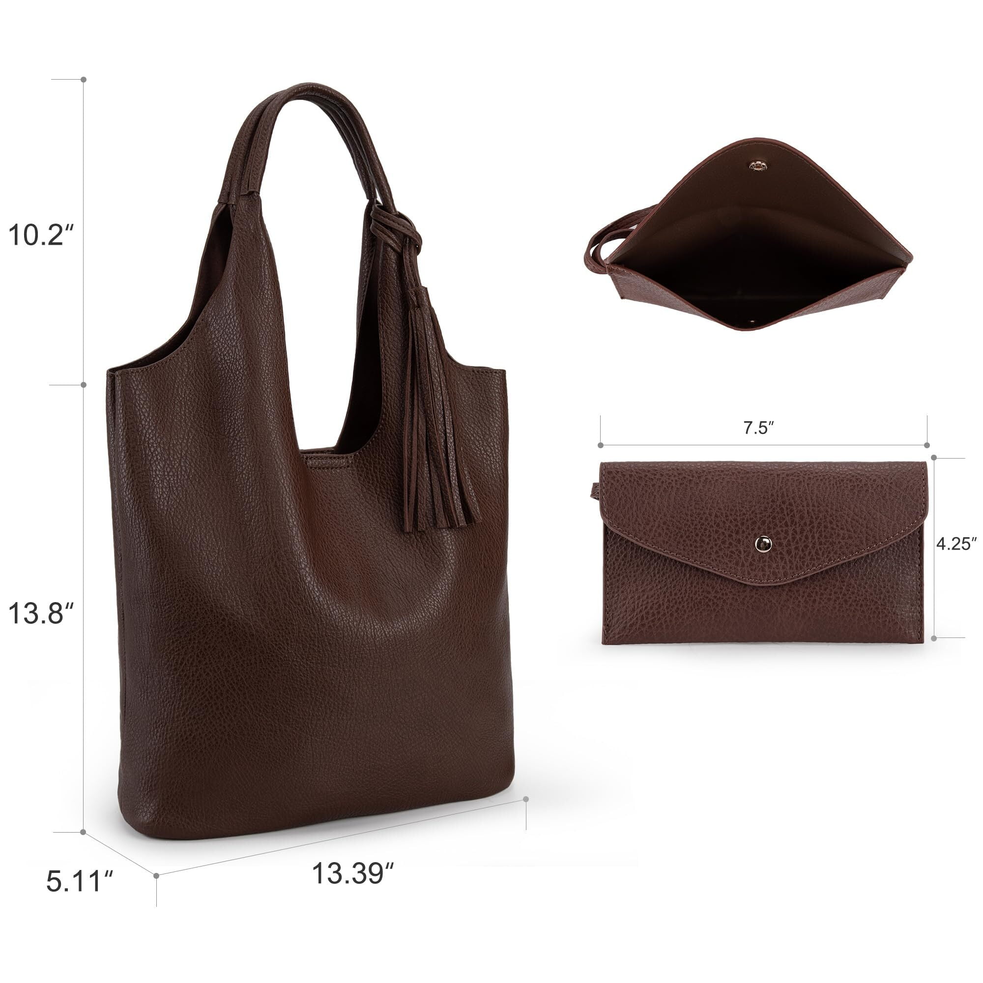 Montana West Slouchy Hobo Bags for Women Soft Designer Shoulder Purses Ladies Top Handle Handbag, Coffee