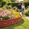 thumbnail image 4 of 10.16" Imitation Brick Stone Garden Edging, Interlocking No Dig Landscape Border for Flower Bed Lawn,Red, 4 of 5