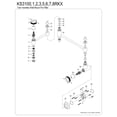 thumbnail image 6 of Kingston Brass KS3102RKX Webb Wall Mount Pot Filler Faucet with Knurled Handle, Polished Brass, 6 of 7