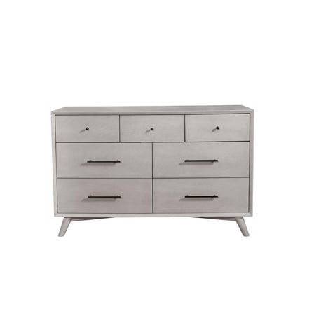 HomeRoots 59" Gray Solid Wood Seven Drawer Double Dresser