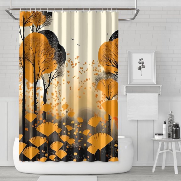 Happy Thanksgiving Shower Curtains,Washable Bathtub Curtains with Hooks Retro Polyester Fabric Curtains for Thanksgiving Day Fall Party Home Decor